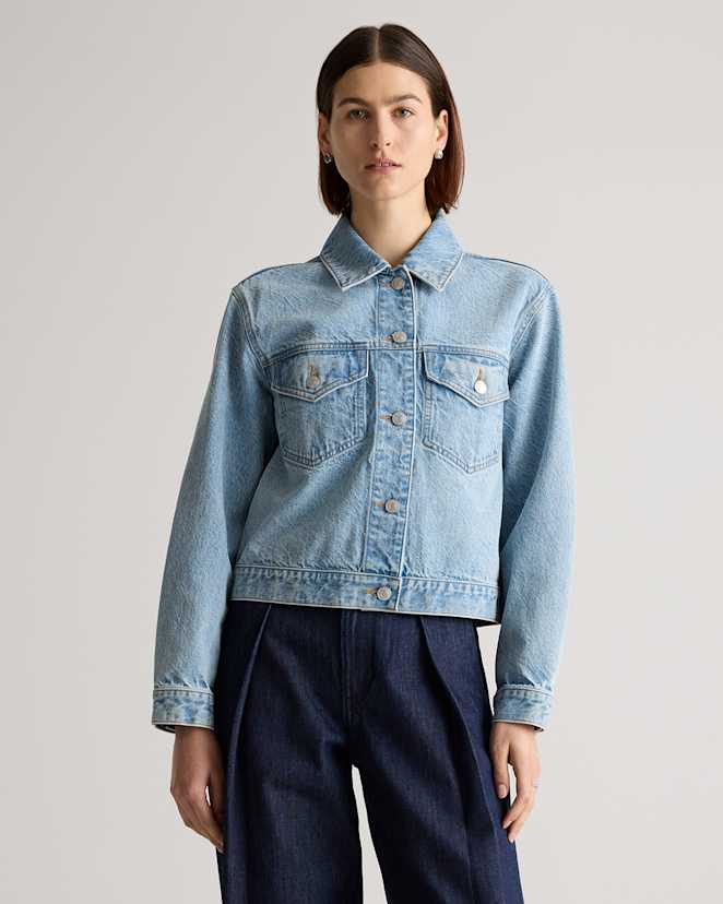 Light Blue 100% Organic Cotton Cropped Denim Jacket
