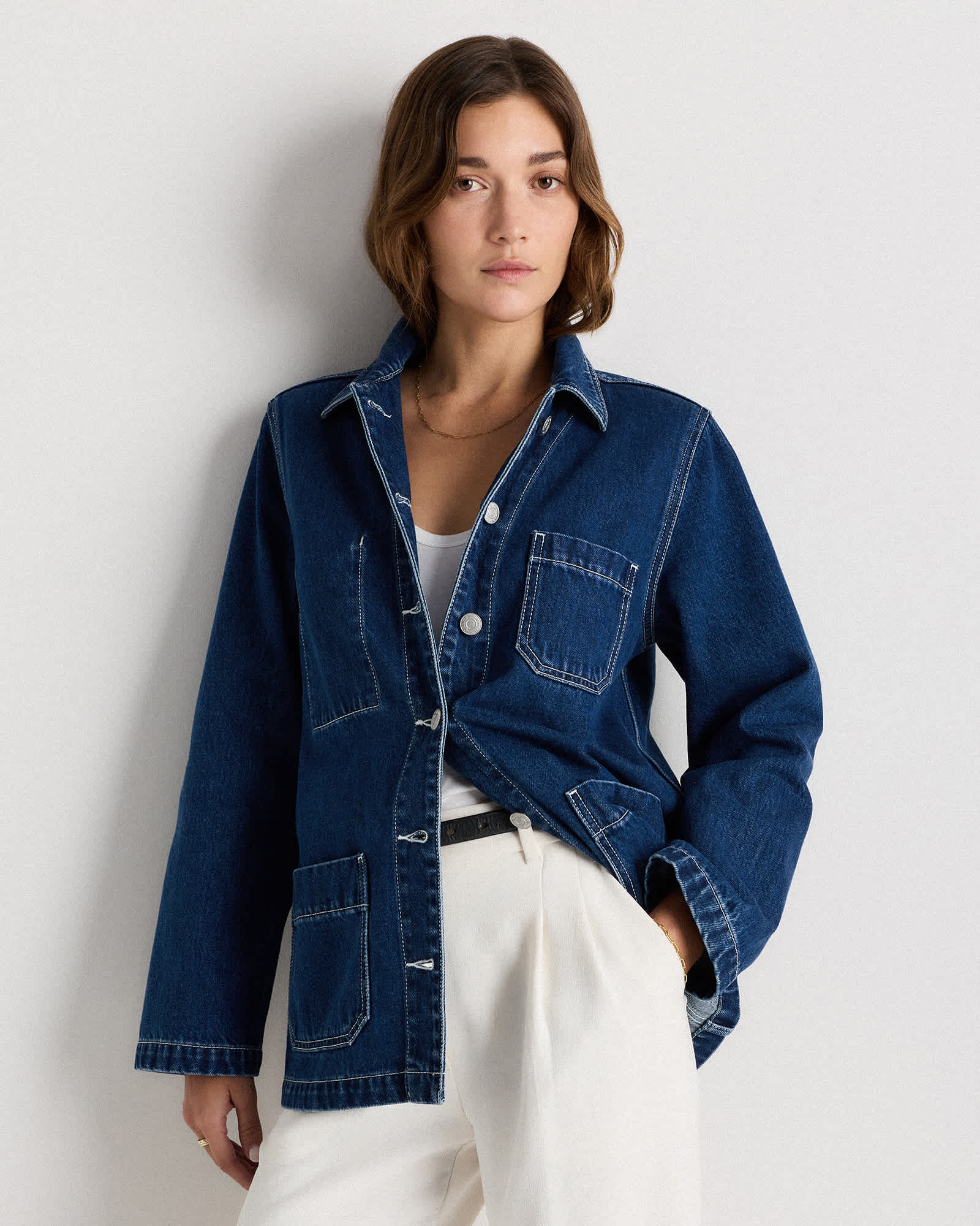 dark-indigo 100% Organic Cotton Denim Chore Jacket