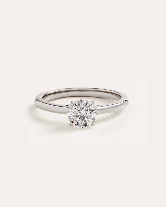 Platinum Lab Grown Diamond Round Trellis Cathedral Engagement Ring - 1ct