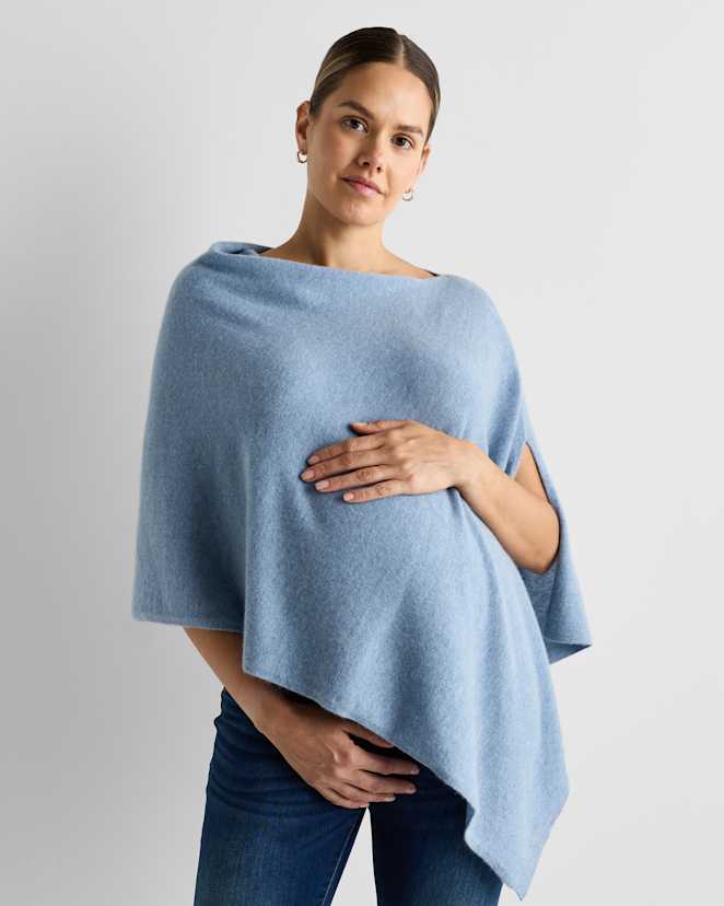 Faded Denim Mongolian Cashmere Nursing Shawl