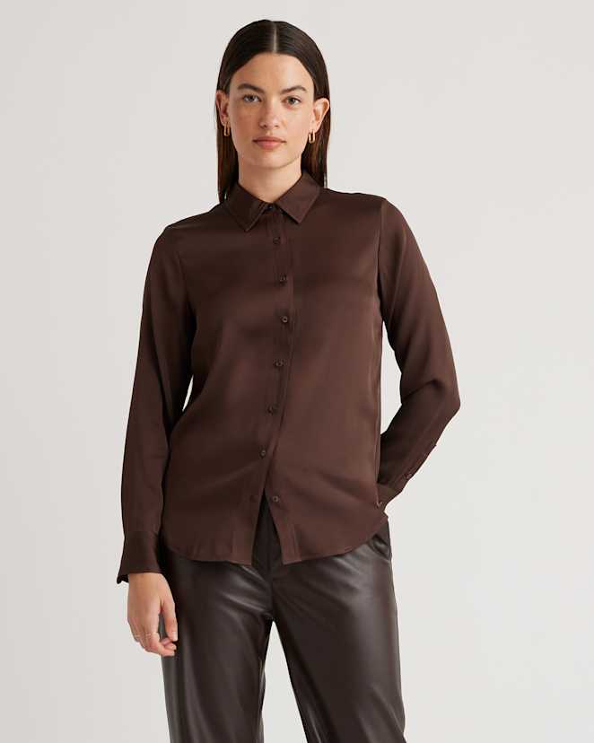 Hot Fudge Washable Stretch Silk Blouse