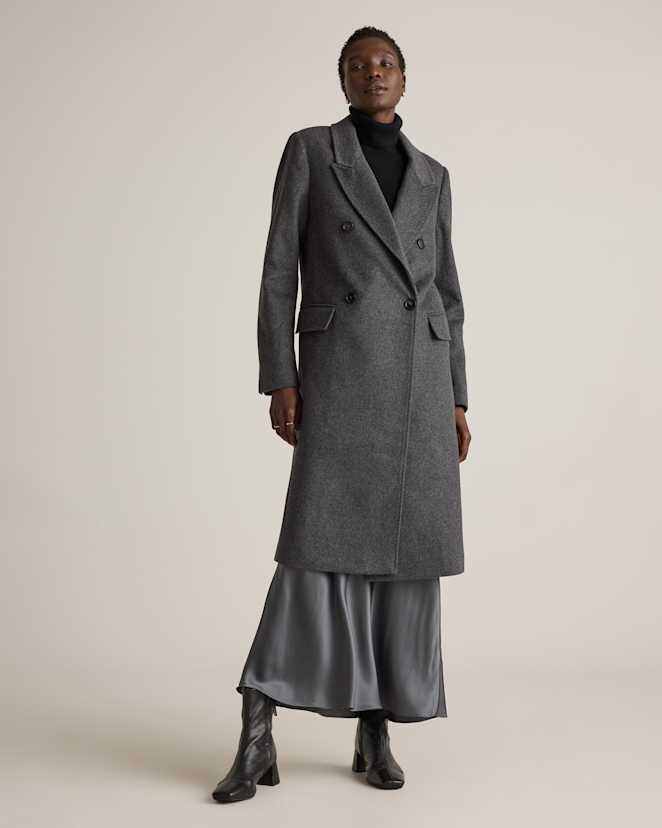 Heather Charcoal Italian Wool Double-Breasted Coat