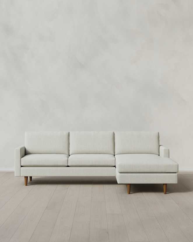 Sorrell Atlas Midcentury Chaise Sectional in Performance Chenille Linen Blend