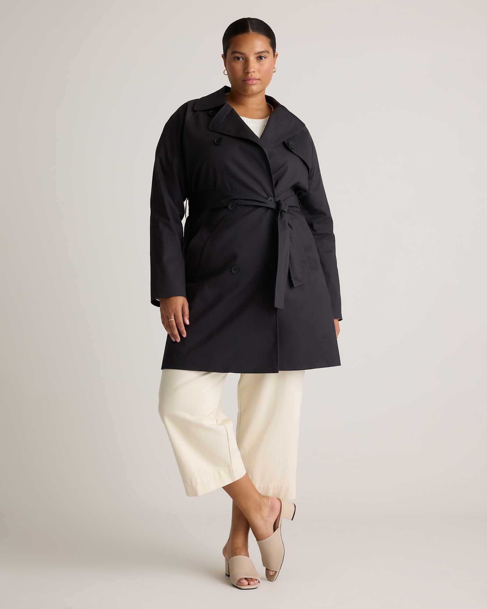 midnight-black Comfort Stretch Trench Coat