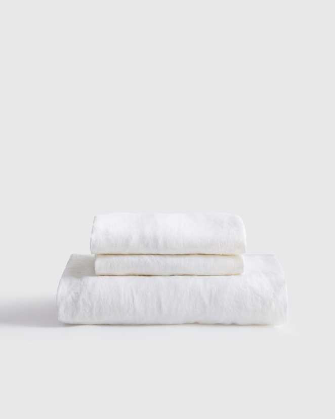 White European Linen Fitted Sheet Set