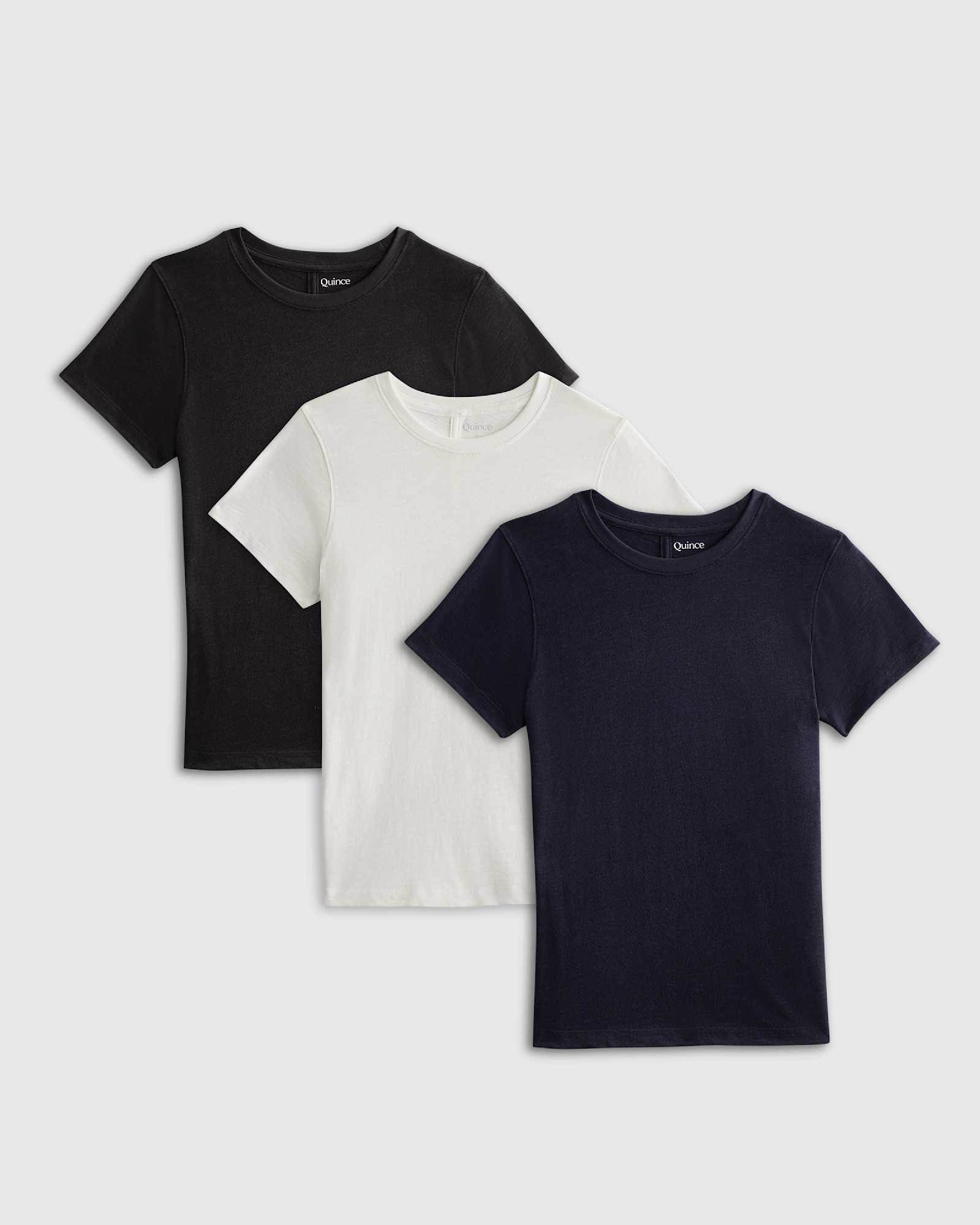 Black 100% Organic Cotton Slub Crewneck Tee 3 Pack Bundle