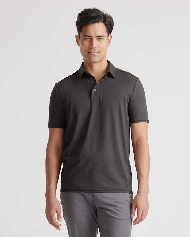 Heather Black Flowknit Breeze Performance Polo