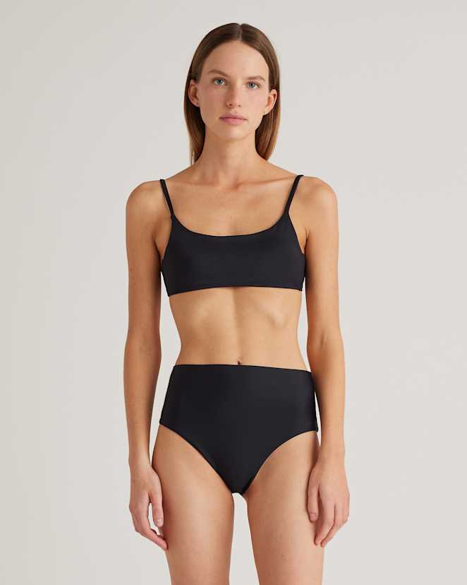 Black Italian Scoop Neck Bikini Top