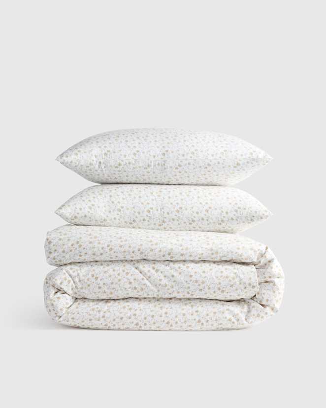 Toffee Florette Classic Organic Percale Duvet Cover Set