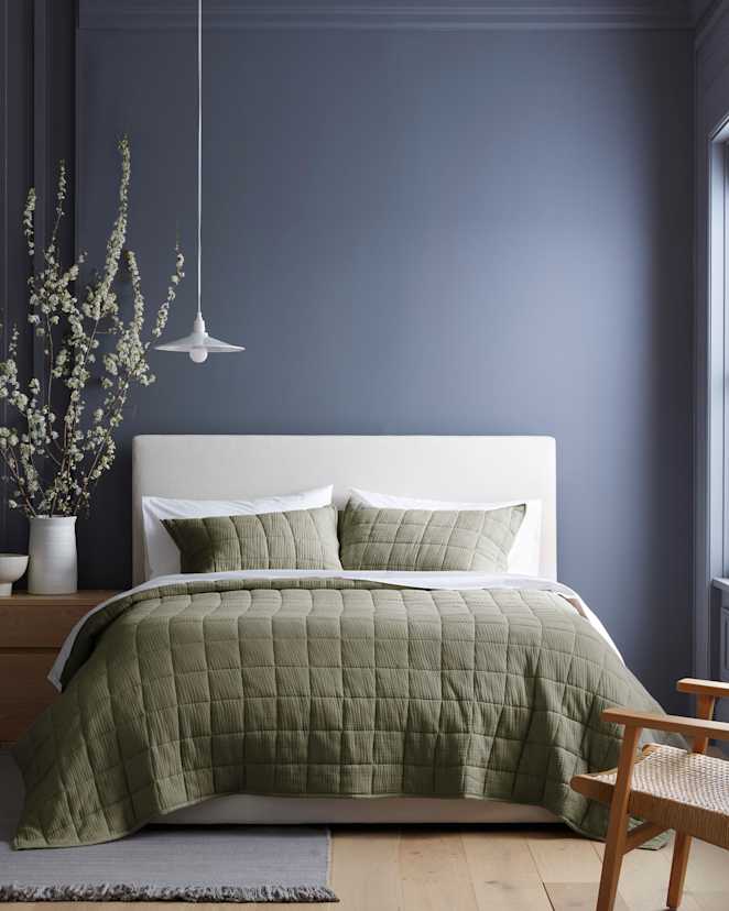 Olive Organic Airy Gauze Box Quilt Set