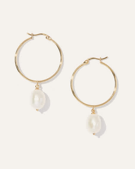 Gold Vermeil Large Organic Freshwater Cultured Pearl Hoops