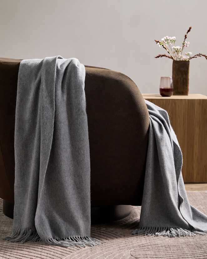 Heather Grey Mongolian Cashmere Throw