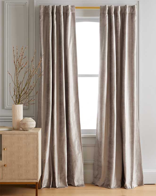 Silver Luster Velvet Room Darkening Curtain
