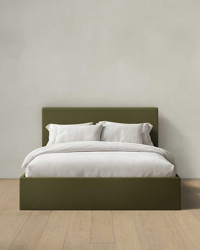 Olive 100% Linen Square Bed
