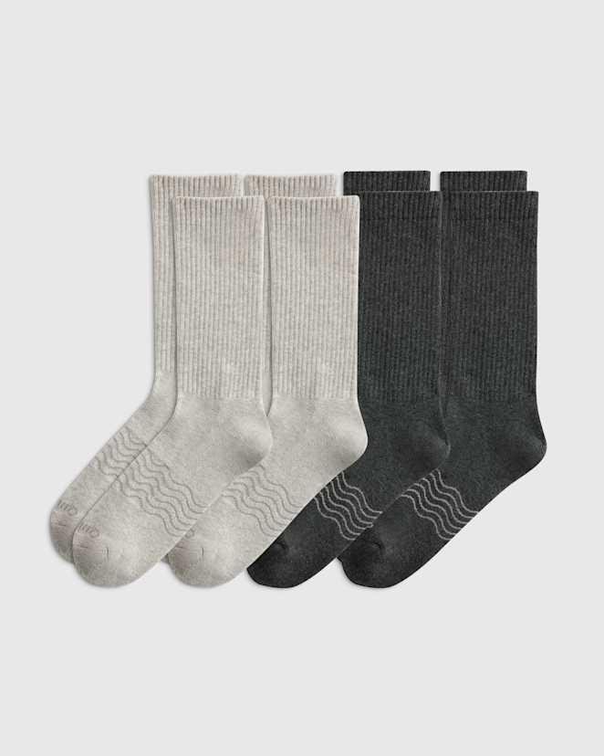 Grey/Charcoal Everyday Cotton Solid Crew Socks (4-pack)
