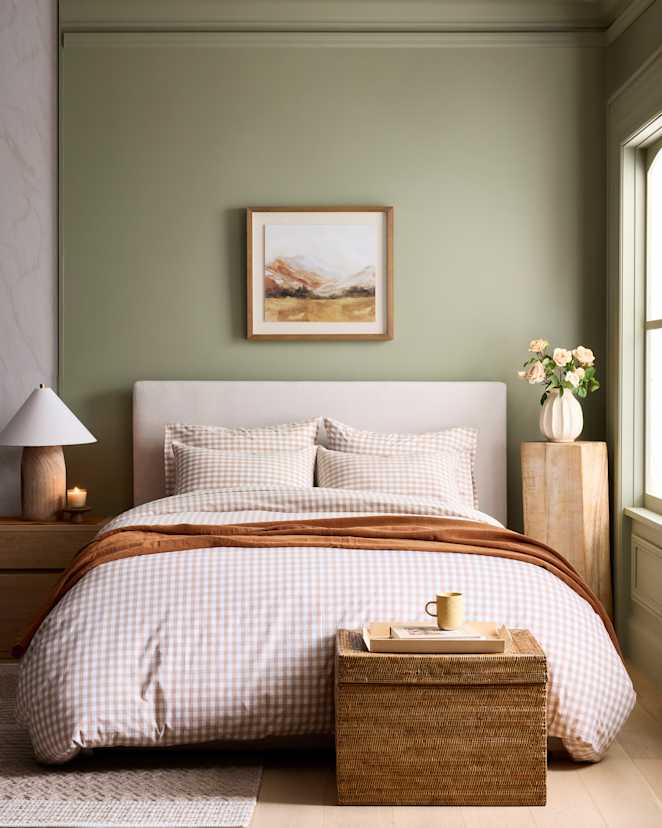 Cafe Classic Organic Percale Gingham Deluxe Bedding Bundle