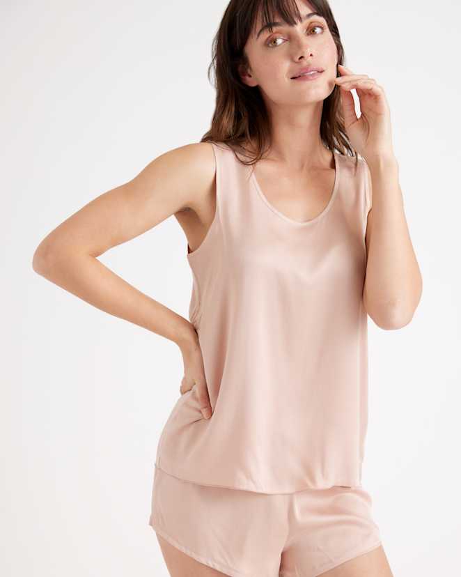 Toasted Almond 100% Washable Silk Pajama Tank