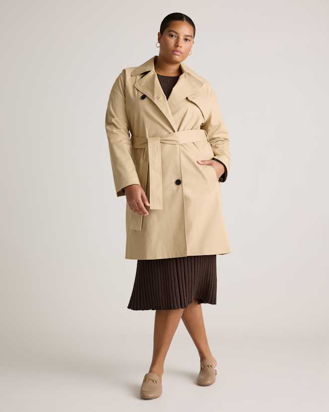 Light Khaki Comfort Stretch Trench Coat