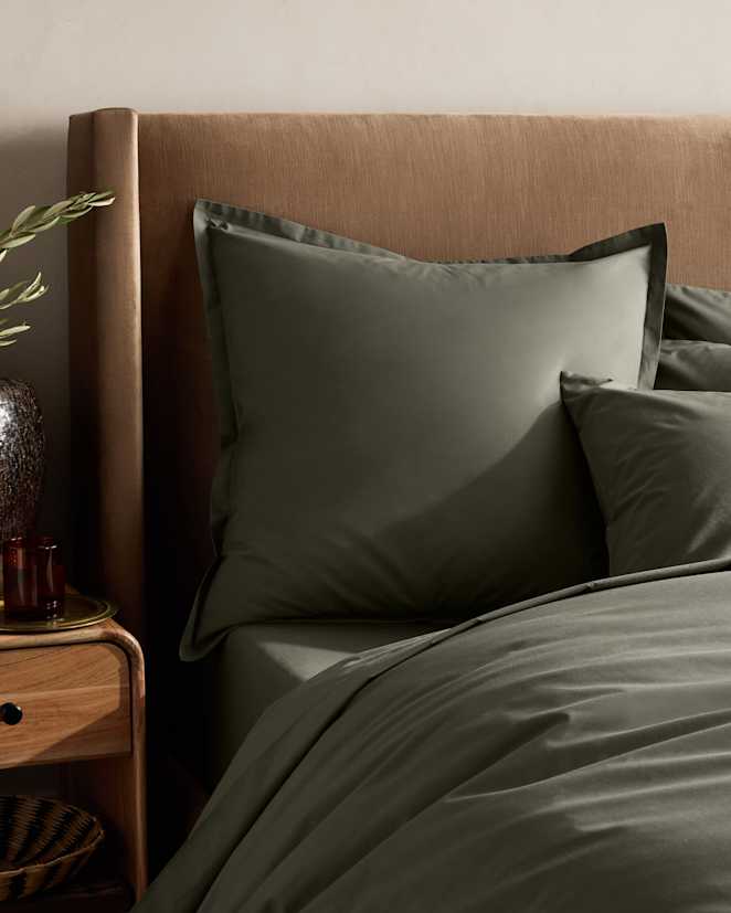 Dusty Olive Organic Crisp Percale Euro Sham