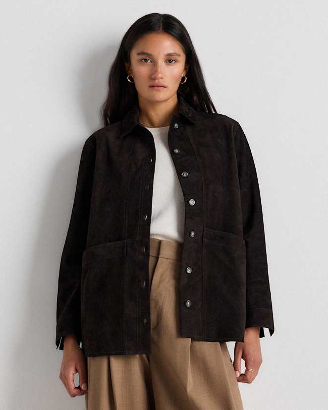 Charcoal Black 100% Suede Chore Jacket