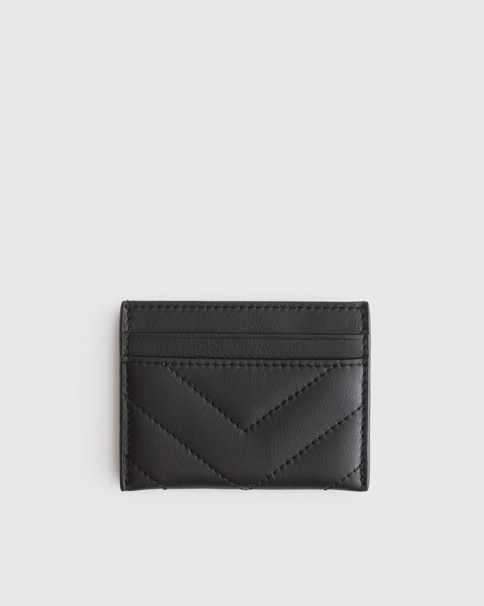 Italian Leather Quilted Card Holder BLK 178655 copy