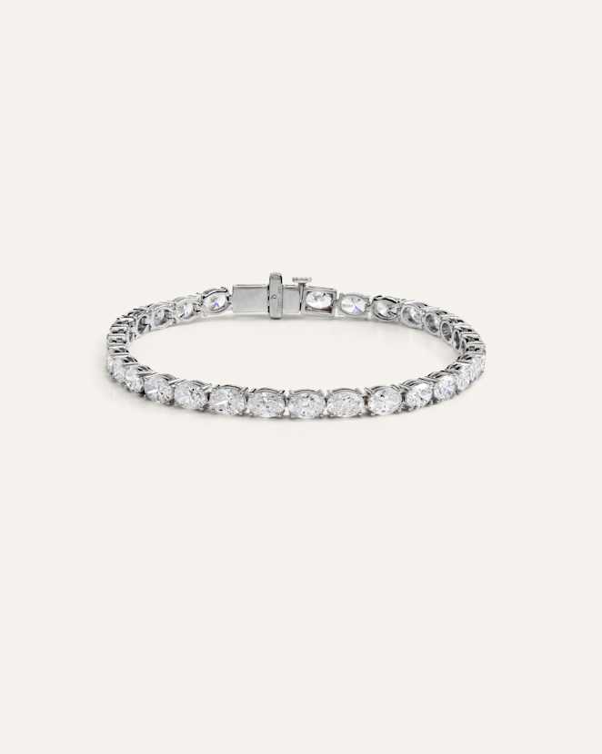 White Gold 14K Gold Lab Grown Diamond East-West Oval Tennis Bracelet - 10ctw