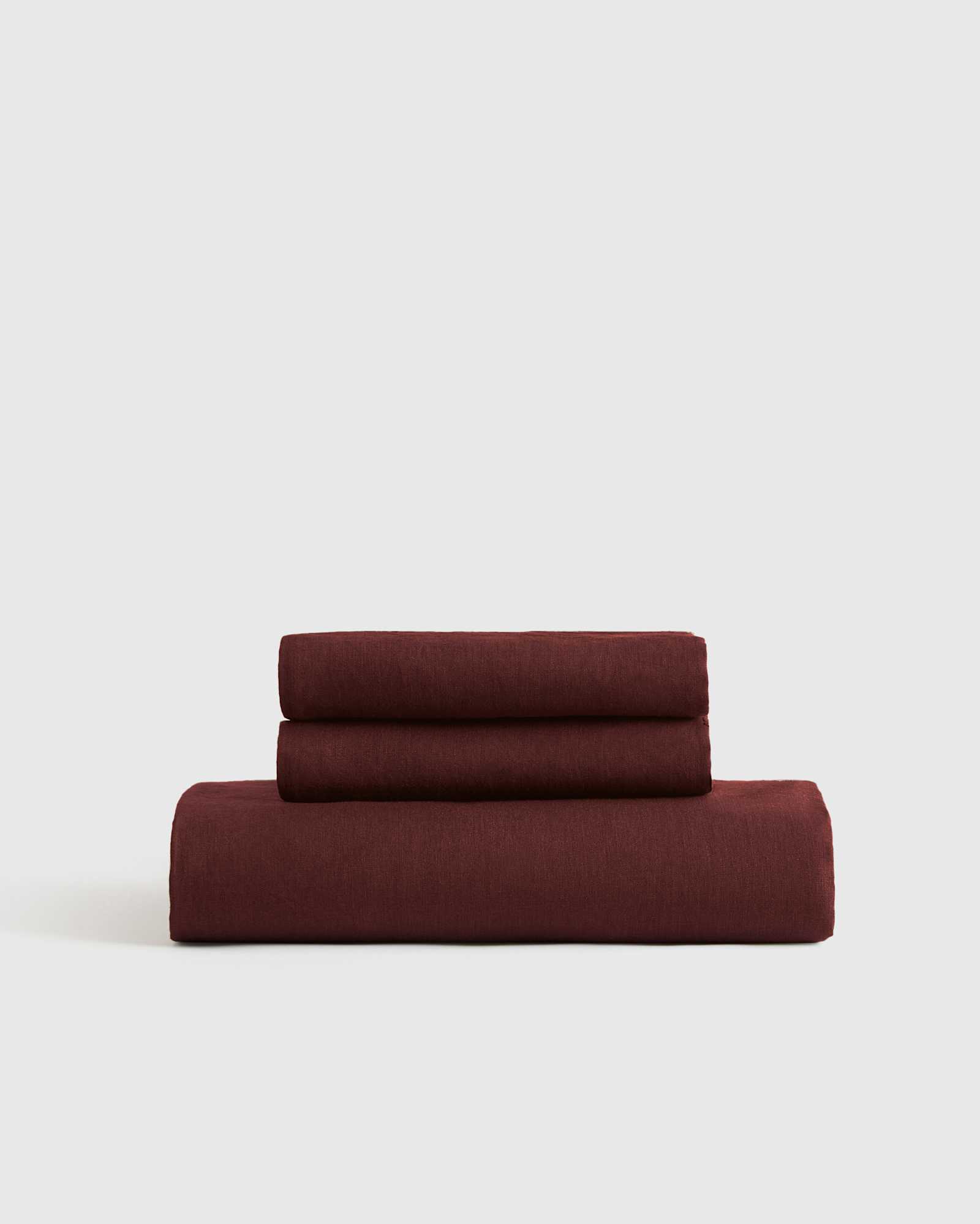 burgundy European Linen Fitted Sheet Set