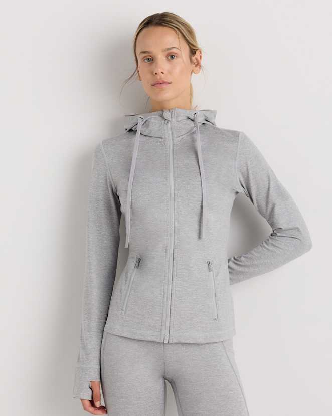 Heather Silver Filigree Ultra-Soft Slim Fit Hooded Jacket