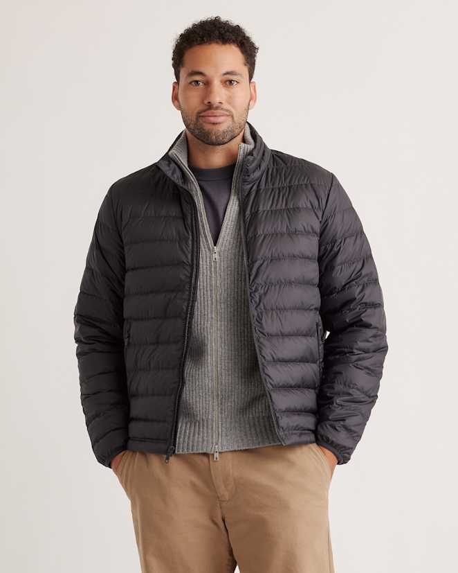 Black Lightweight Down Packable Puffer Jacket