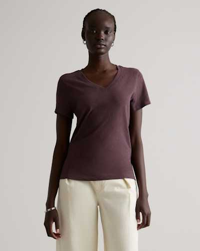 100% Organic Cotton Slub V-Neck Tee