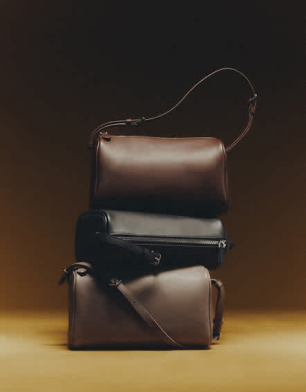 Dark Brown Italian Leather Mini Barrel Shoulder Bag