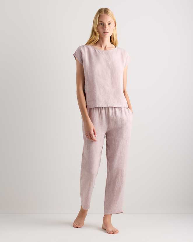 Vintage Pink Chambray 100% European Linen Pajama Set