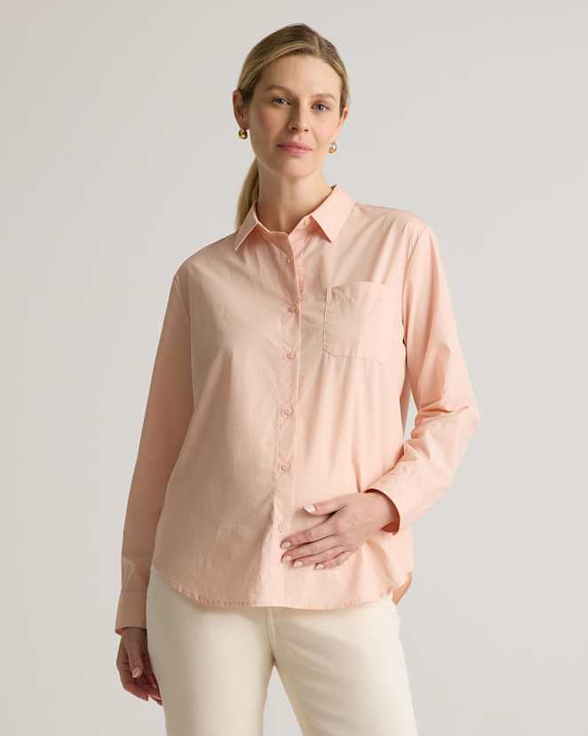 Ballet Slipper 100% Organic Cotton Poplin Maternity Long Sleeve Shirt