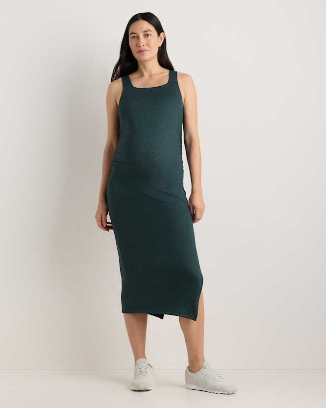 Heather Green Ultra-Soft Maternity Midi Dress