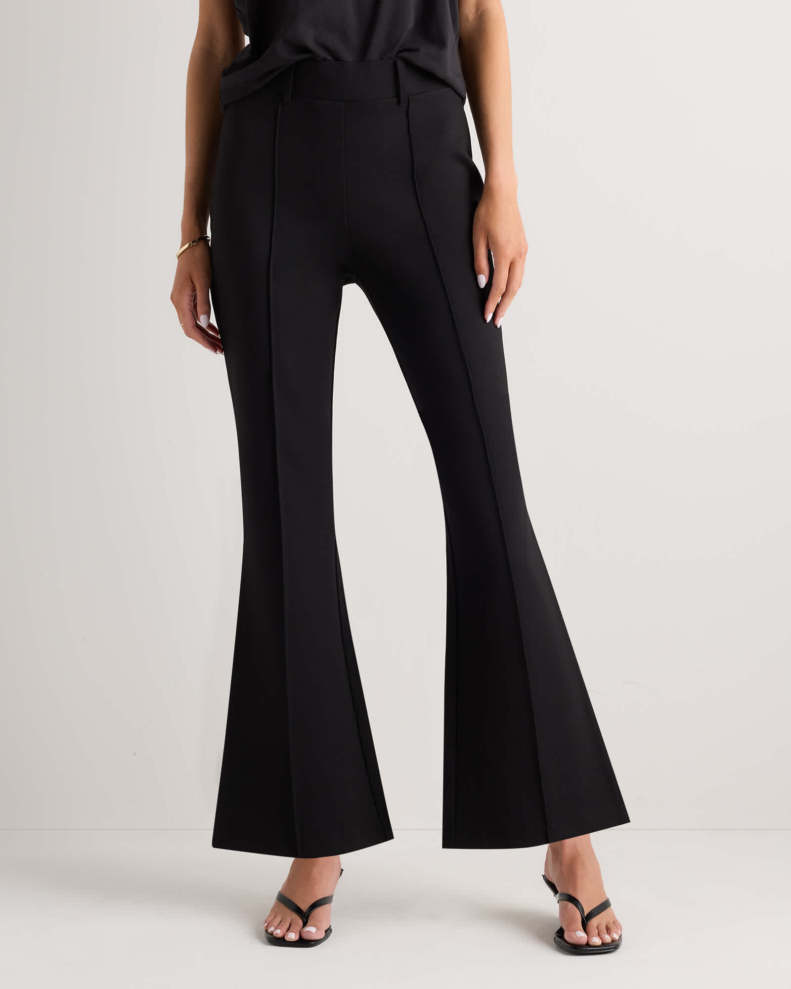 Black Ultra-Stretch Ponte Flare Leg Pants