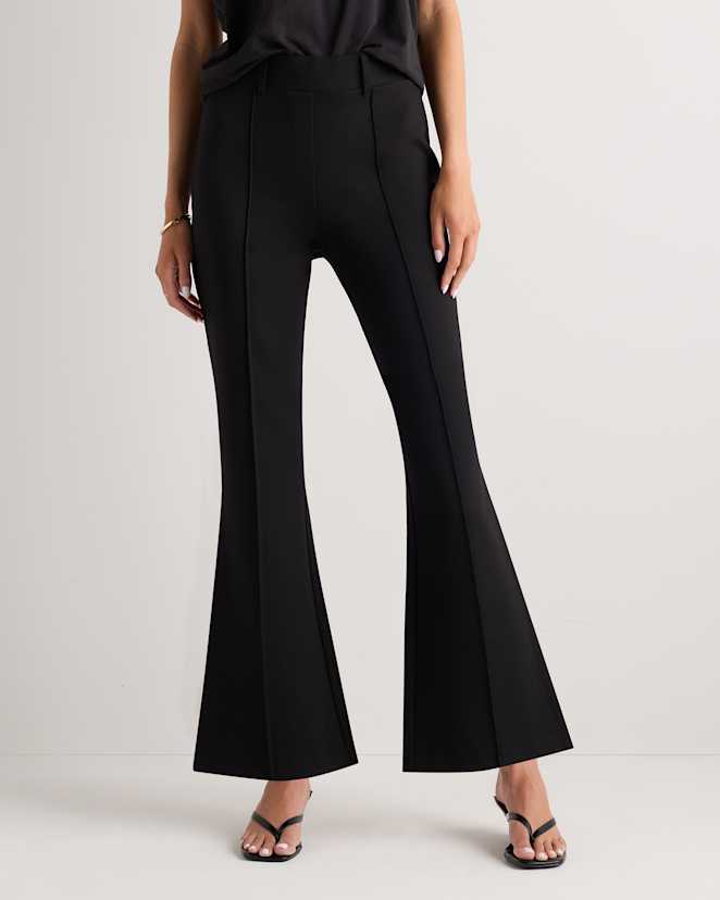 Black Ultra-Stretch Ponte Flare Leg Pants