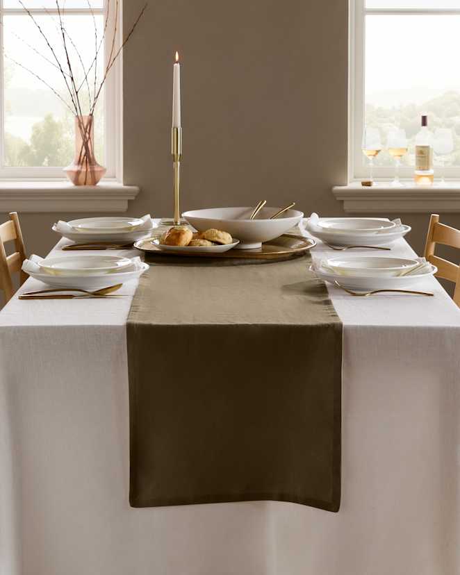 Dusty Olive European Linen Table Runner