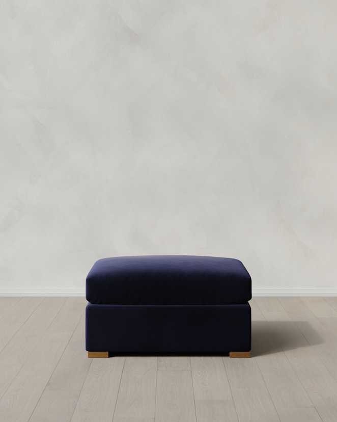 Midnight Hollis Slope Arm Ottoman in Performance Velvet