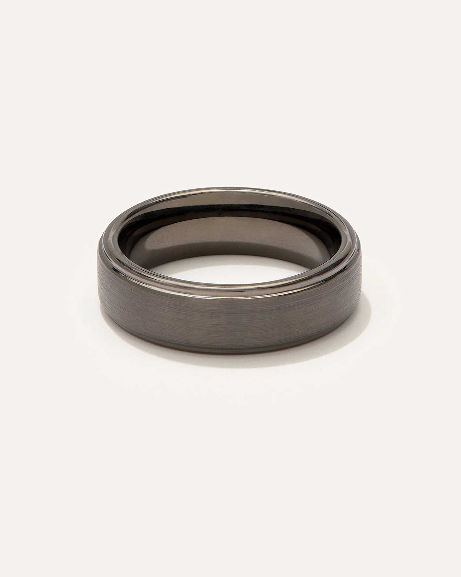 grey Tungsten Carbide Brushed Step Edge Band