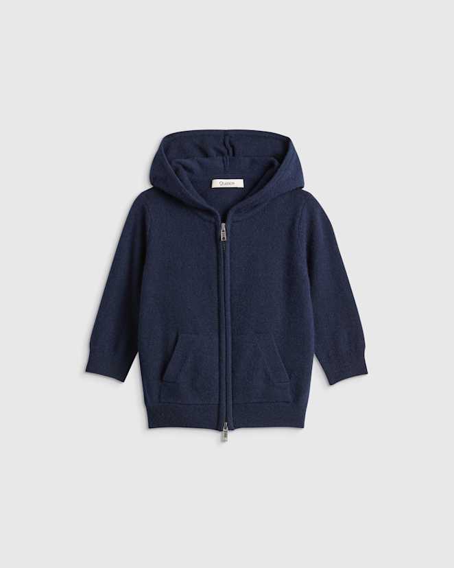 True Navy Washable Cashmere Full Zip Hoodie