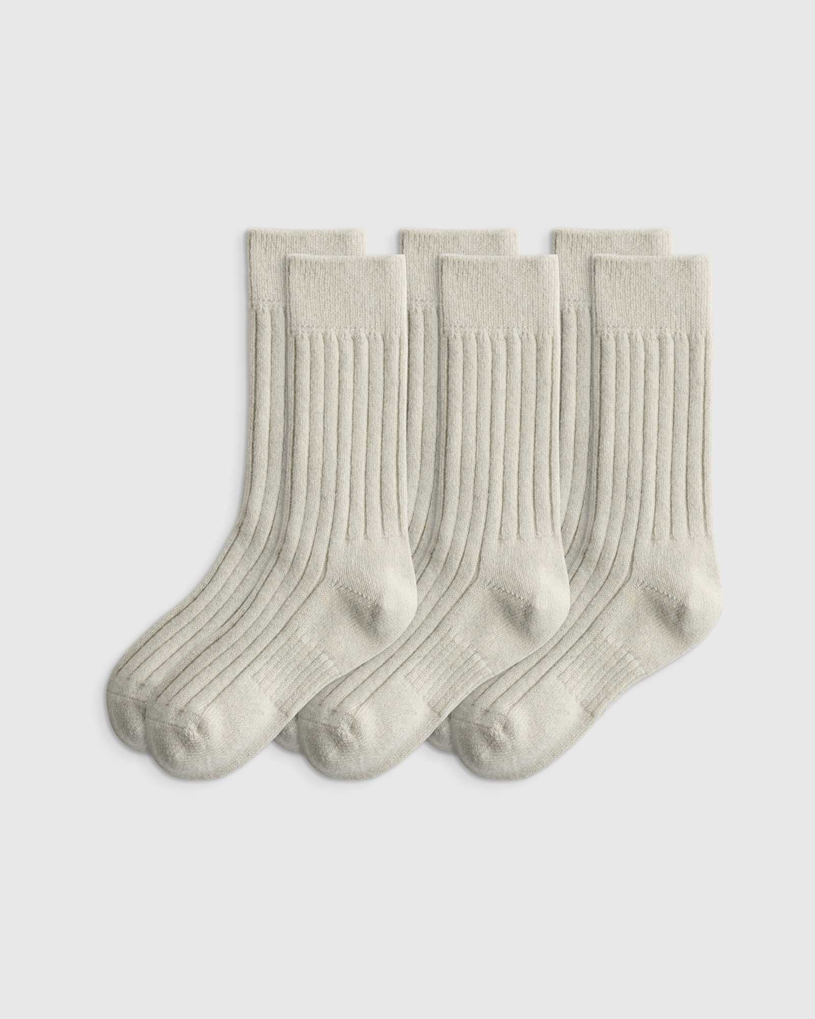 Alabaster Merino Cashmere Blend Ribbed Crew Sock (3-Pack)