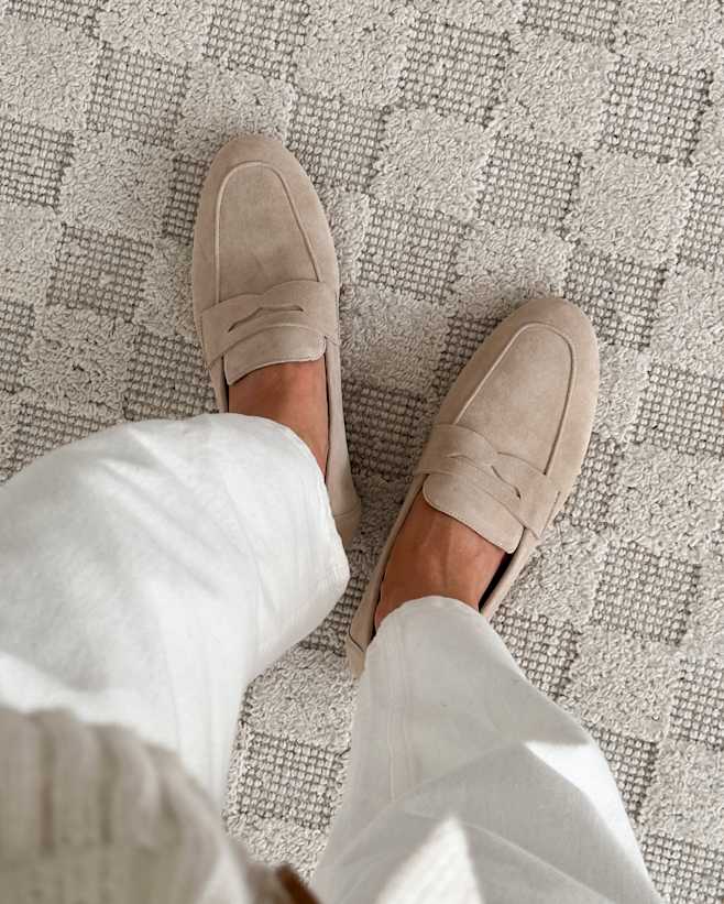 Almond Italian Suede Penny Loafer