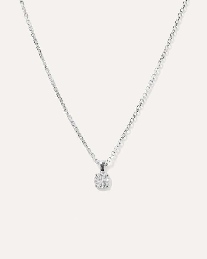White Gold 14k Gold Natural Diamond Solitaire Necklace