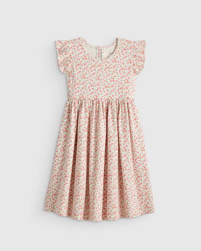 Mini Floral Organic Cotton Sleeveless Ruffle Dress
