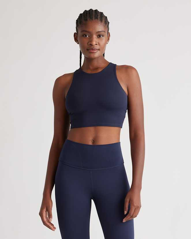 Deep Navy Ultra-Form High-Neck Cropped Tank