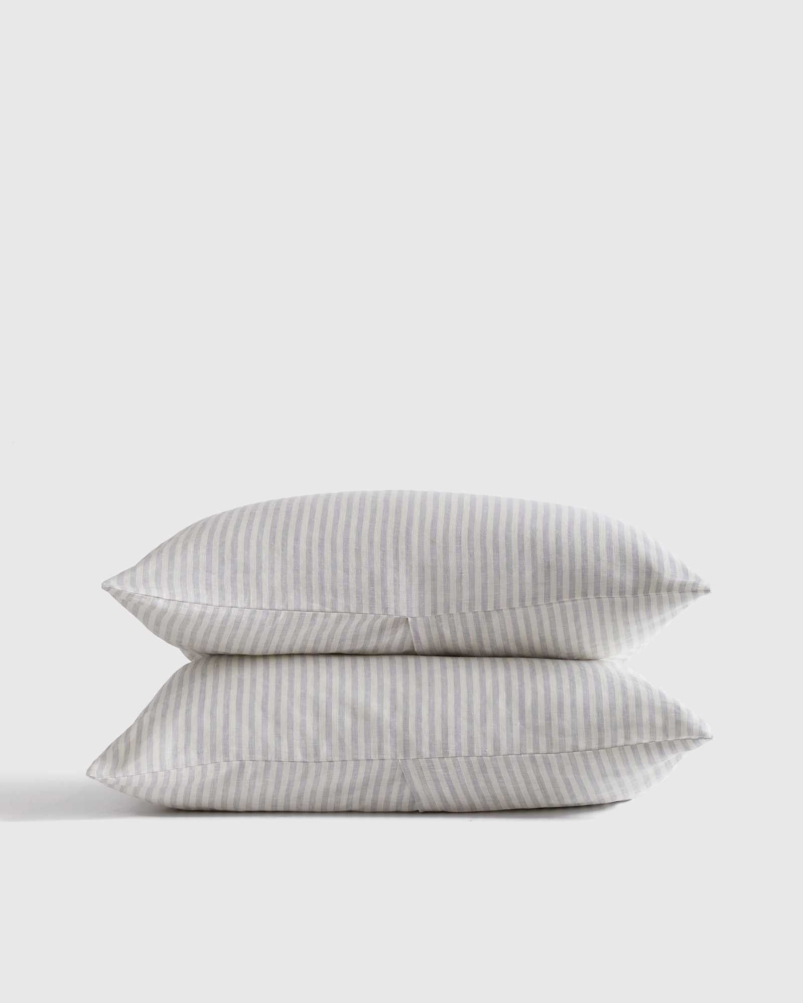 Mist/White Stripe European Linen Stripe Sham Set