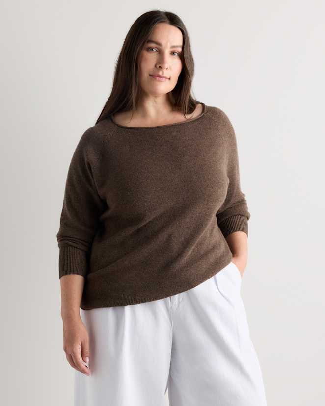 Brown Mongolian Cashmere Boatneck Sweater