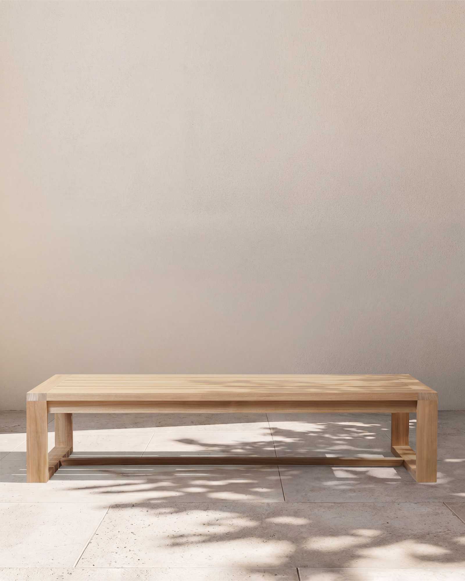 Natural Teak Linear Solid Teak Outdoor Coffee Table