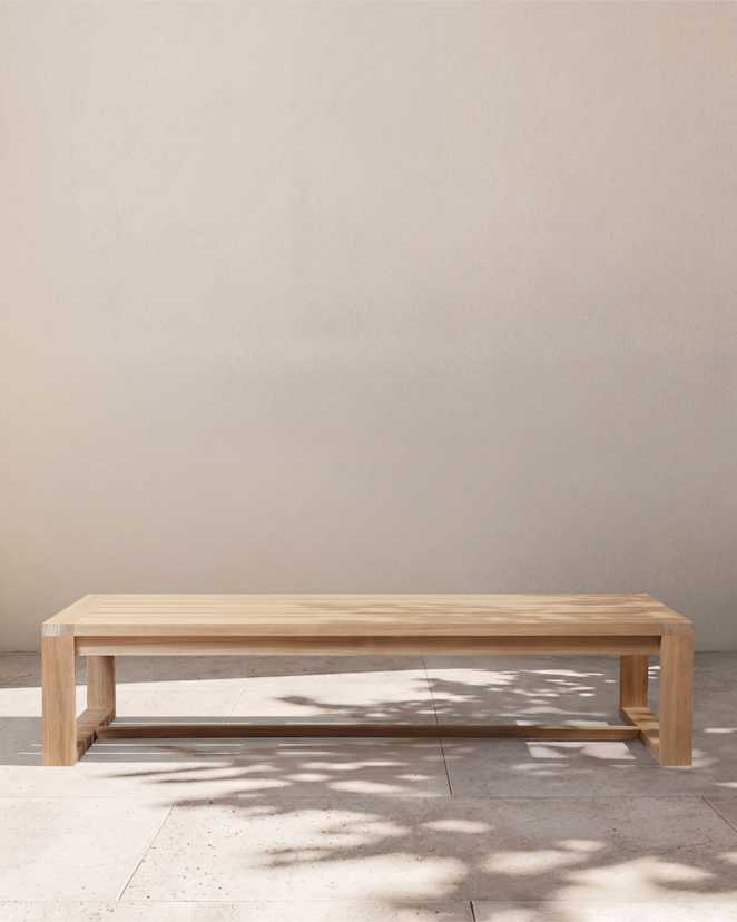 Natural Teak Linear Solid Teak Outdoor Coffee Table