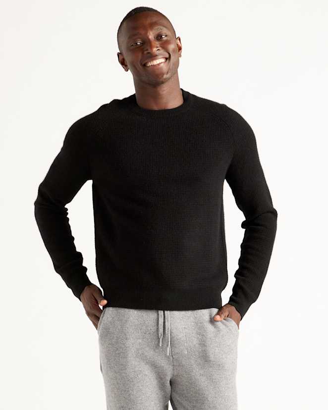 Black Mongolian Spring Cashmere Waffle Sweatshirt